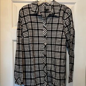 Talbots black and white checked blouse.